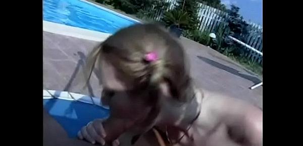  The best occupation for fair-haired young cutie pie with perky tits and pigtails Emilia Ioana after swimming in the pool is enjoying loop-the-loop